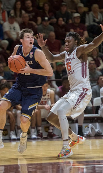 Vasturia leads No. 20 Notre Dame past Virginia Tech 76-71 (Jan 14, 2017)